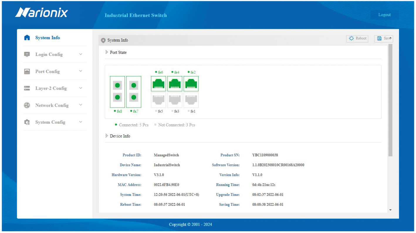 Рис. 3. Начальная страница настройки IES618
