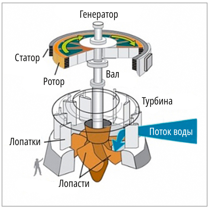 Рис. 4. Элементы электрогенератора, применяемого в ГЭС
