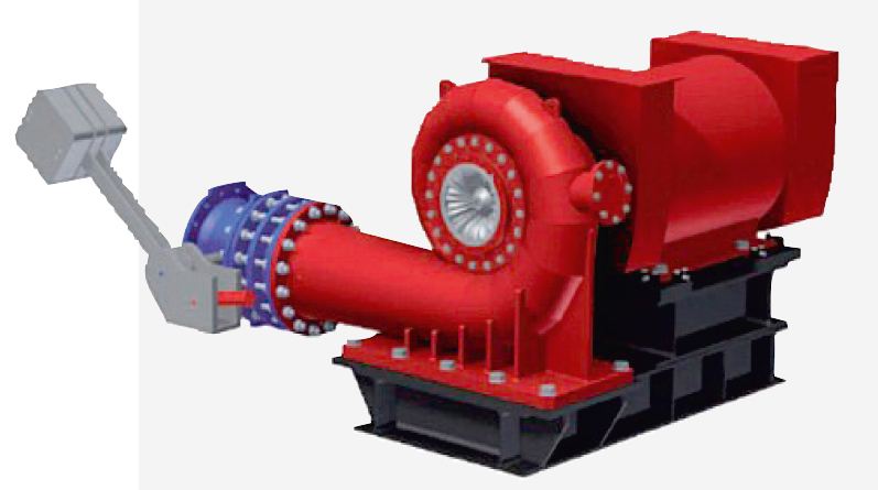 Рис. 10. Внешний вид радиально осевой турбины и электрогенератора типа Frensis