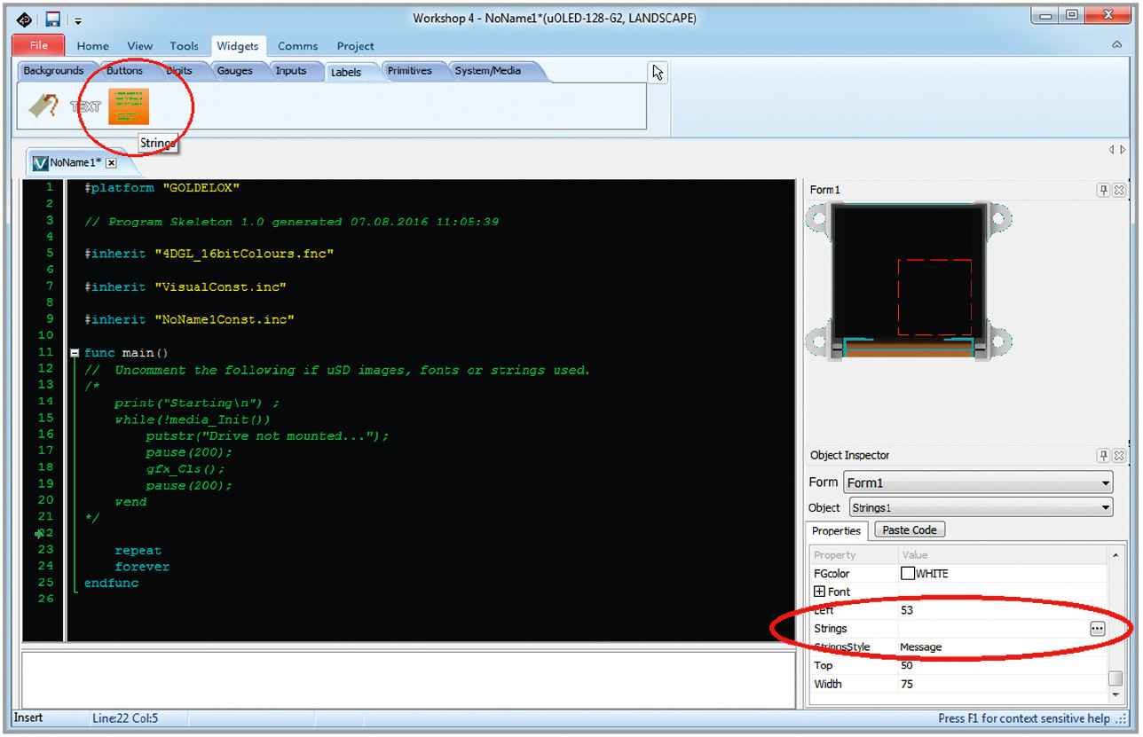 Рис. 11. Создание объекта «Текстовый шрифт» Strings1