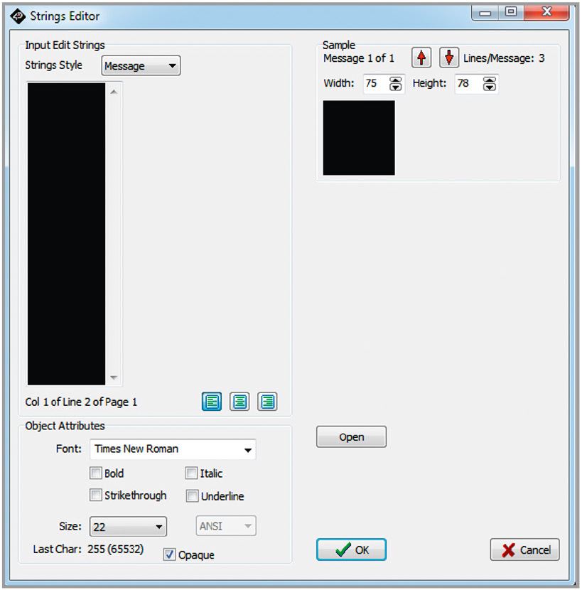 Рис. 12. Окно редактора шрифтов Strings Editor