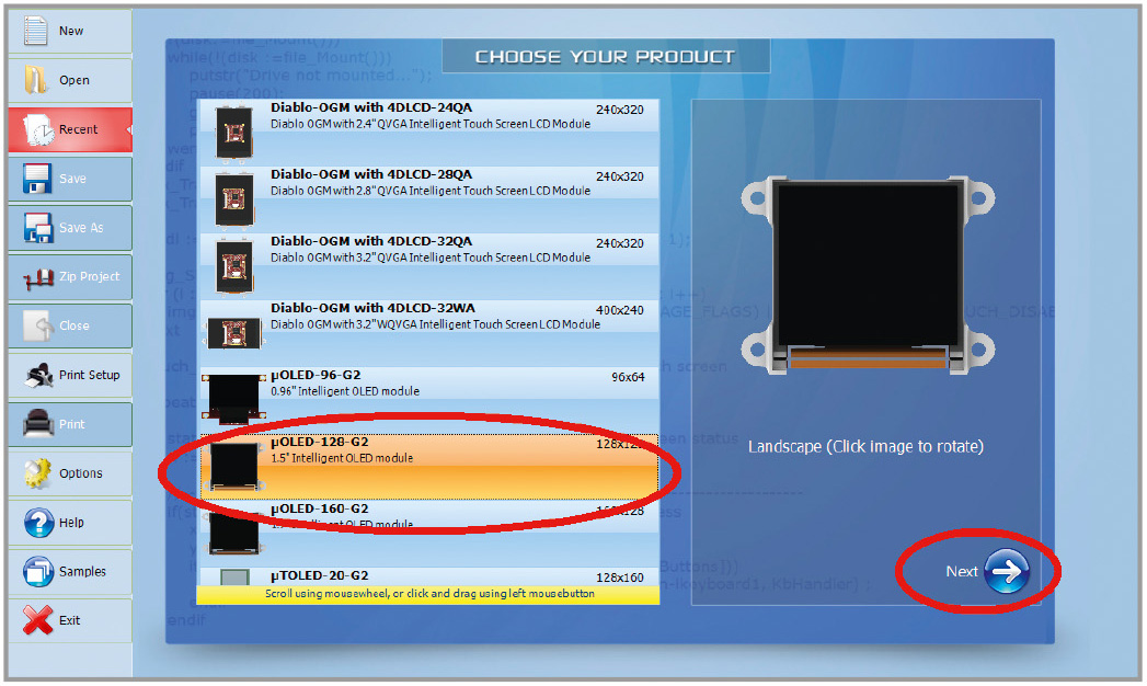 Рис. 8. Задание целевого дисплейного модуля при создании проекта