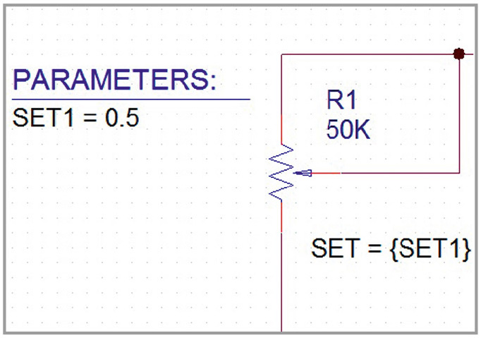 Рис. 7. Подключение глобального параметра SET1 к подстроечному резистору