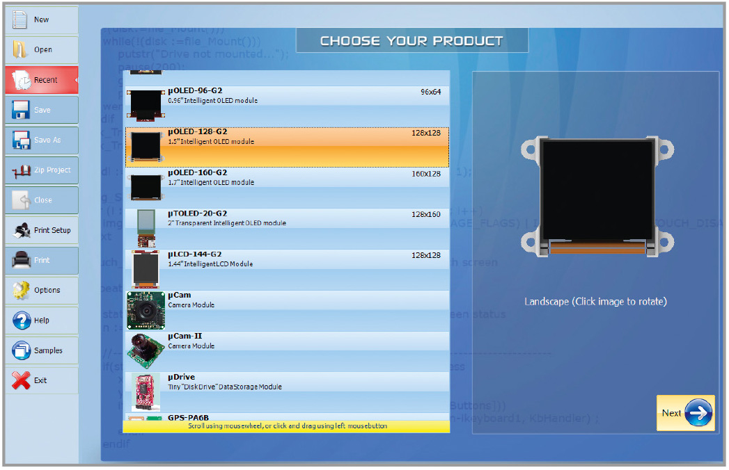 Рис. 6. Задание целевого дисплейного модуля при создании проекта