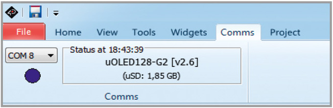Рис. 9. Установленное соединение между компьютером и графическим модулем