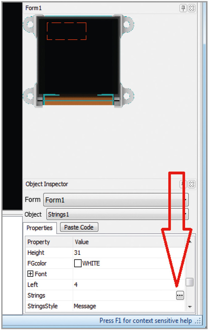 Рис. 10. Создание объекта «текстовый шрифт» Strings1