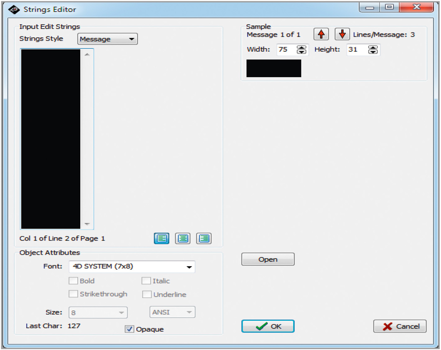 Рис. 11. Окно редактора шрифтов Strings Editor