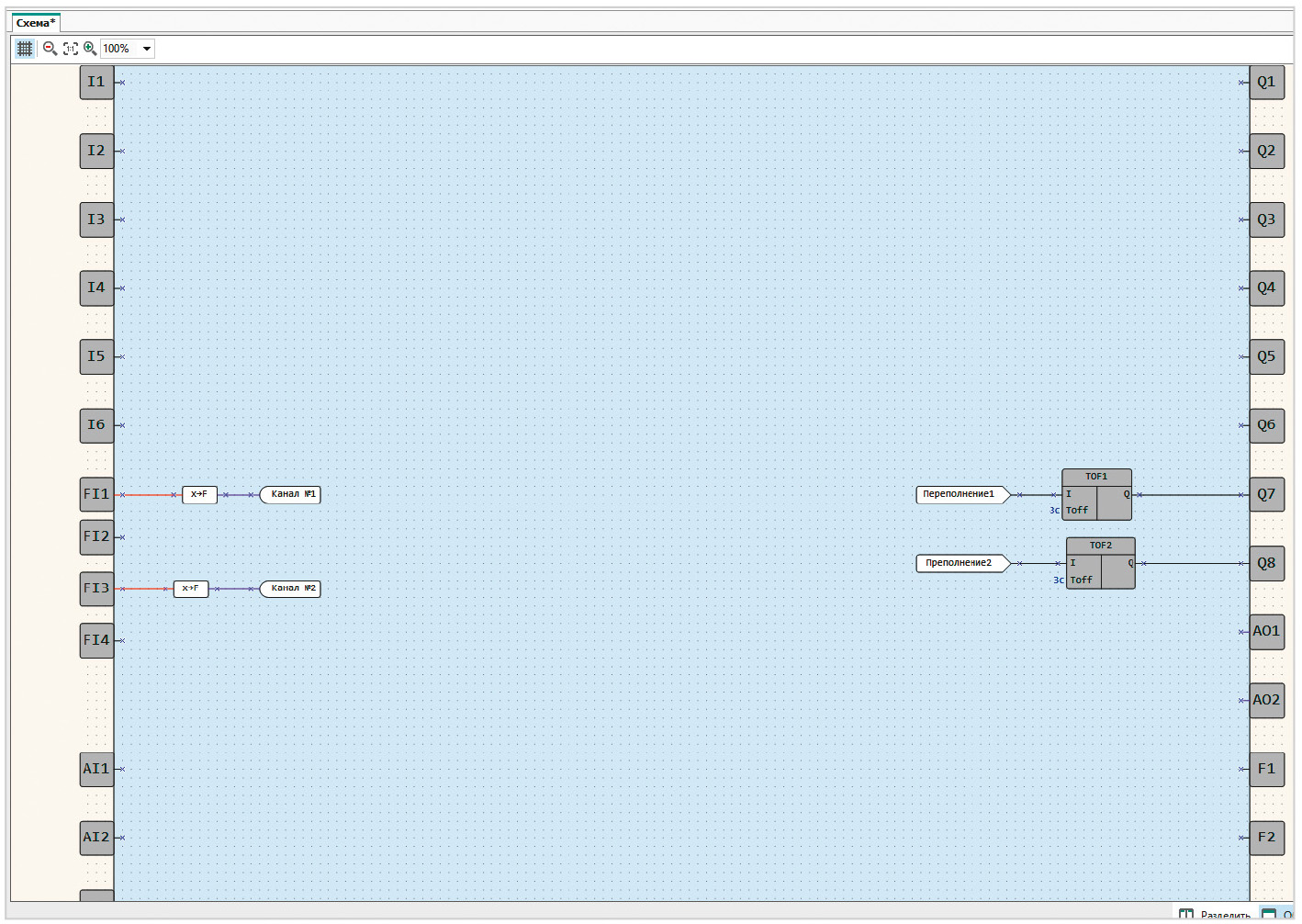Рис. 7. Скриншот управляющей программы для реле ПР103 в среде OWEN Logic для работы с инкрементными энкодерами E50S8-2500-3-Т-24