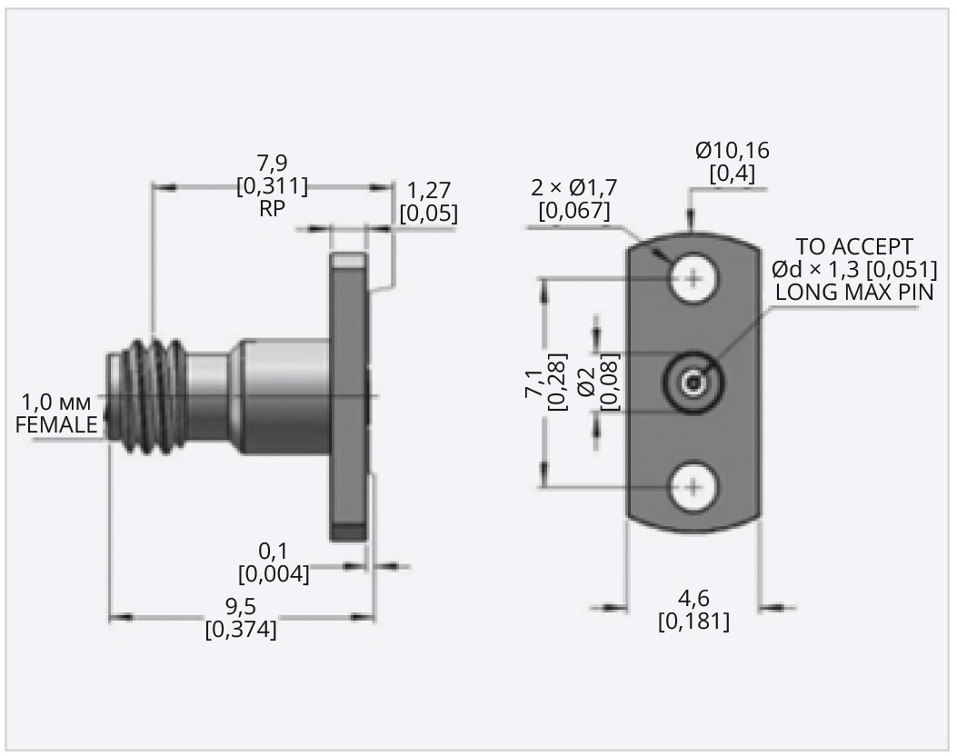 Рис. 2. Фланцевый соединитель розетка 1.0 mm – 1.0-KFD807