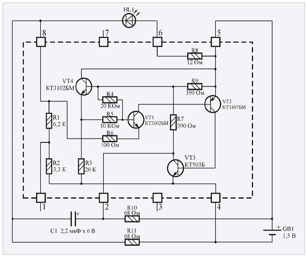 Рис. 6. Схема электрическая принципиальная индикатора непрерывного свечения