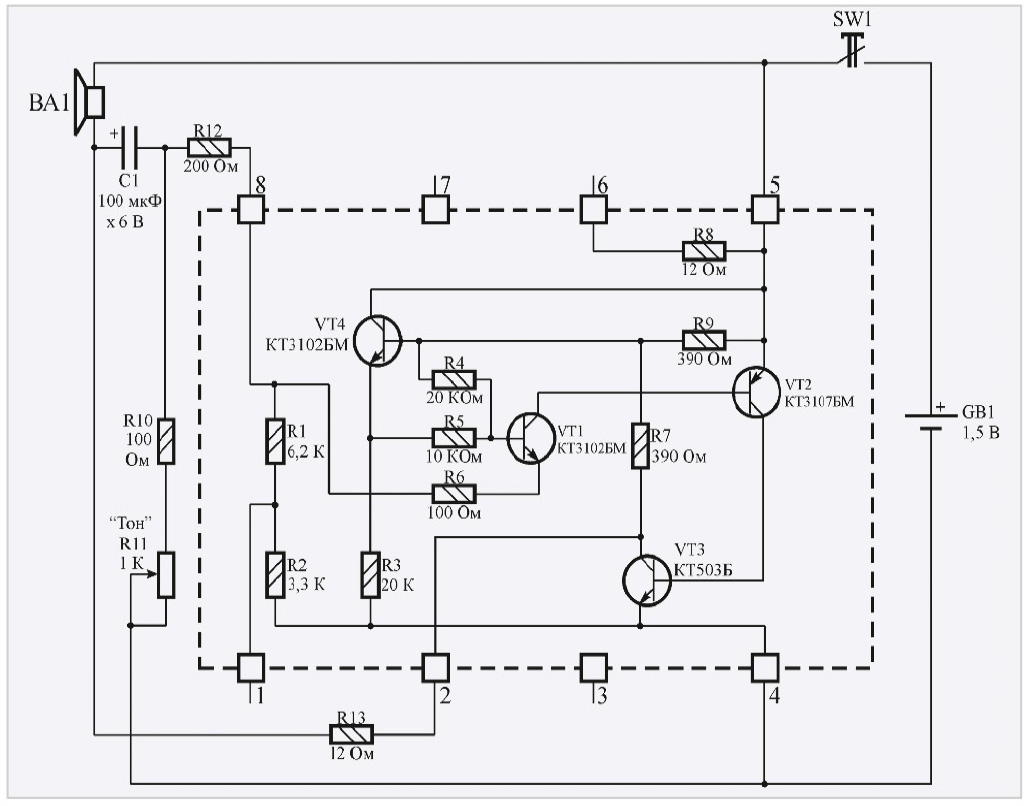 Рис. 15. Схема электрическая принципиальная музыкального инструмента