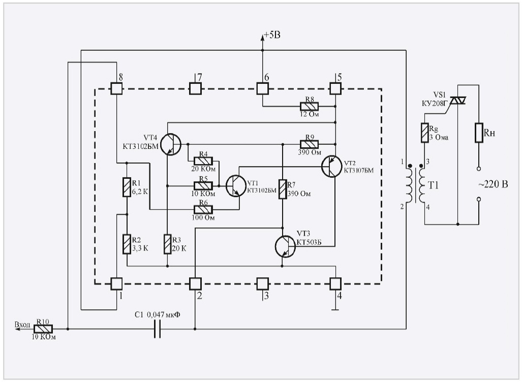 Рис. 17. Схема электрическая принципиальная триггера, управляющего симистором