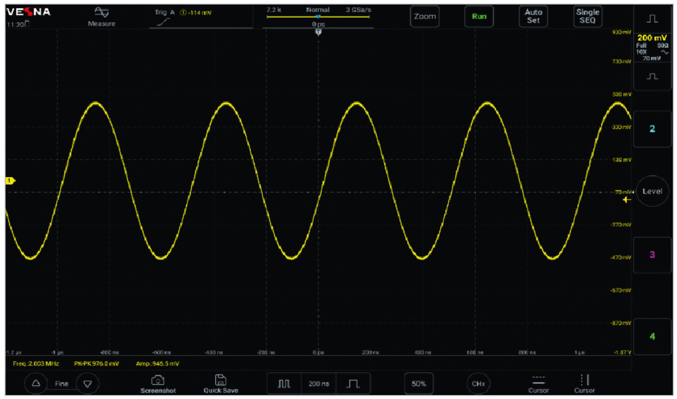 Рис. 8. «Эталонная» осциллограмма ИС без аддитивного шума и результаты автоматических измерений