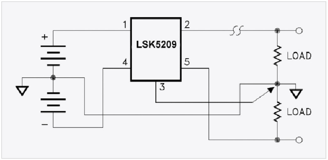 Рис. 7. Схема включения микросхемы LSK5215 для обеспечения лучшей стабилизации напряжения и устранения паразитного контура с замыканием на землю